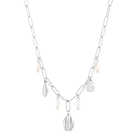 Kleine schelp bedel ketting zilver
