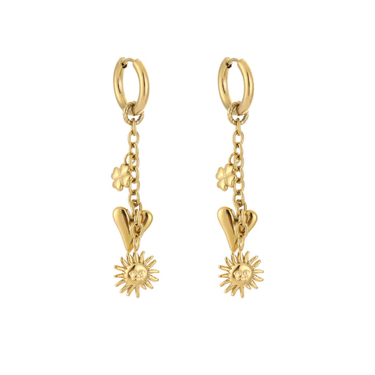 Lange oorbellen bedels goud