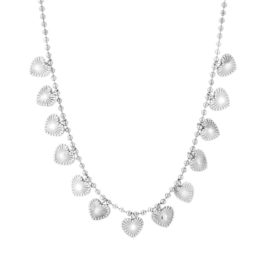 Bedelketting hartjes zilver