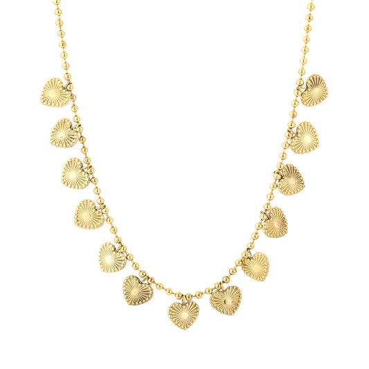 Bedelketting hartjes goud