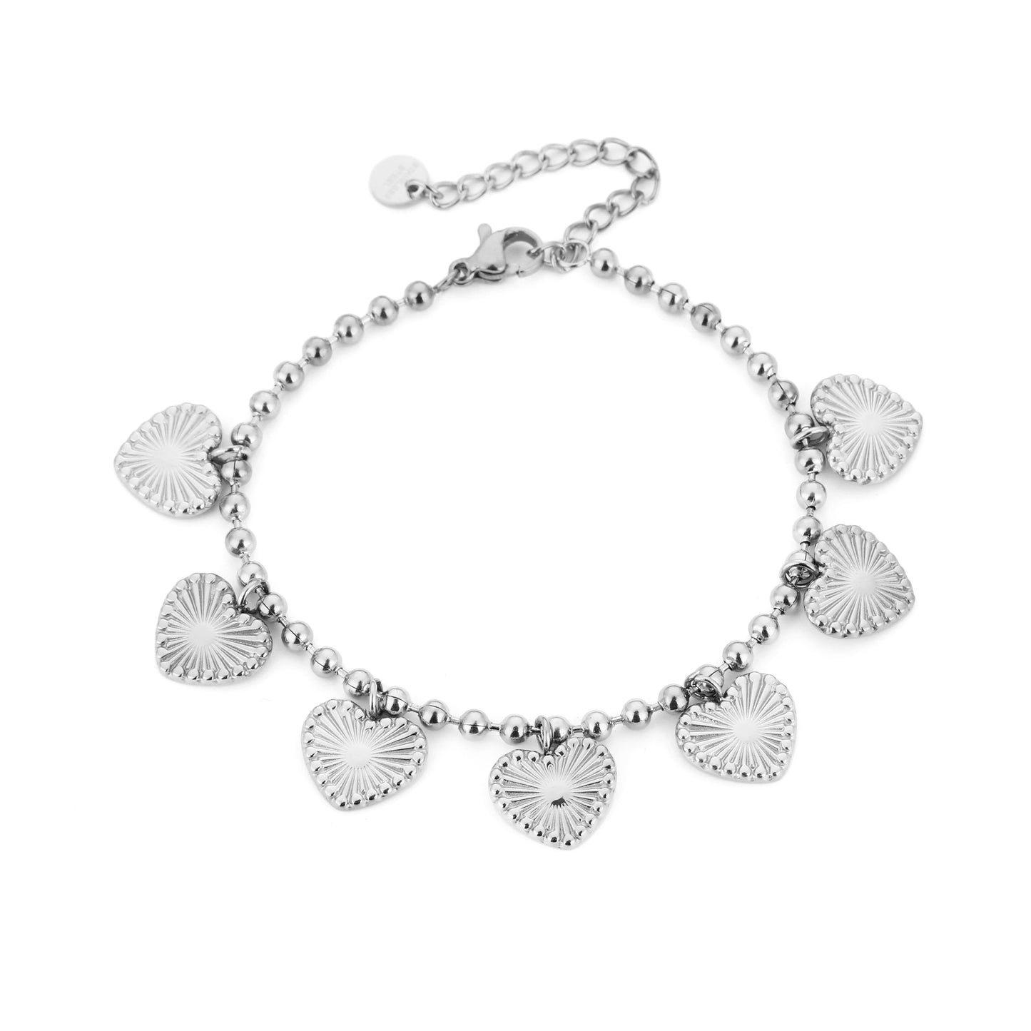 Bedelarmband hartjes zilver