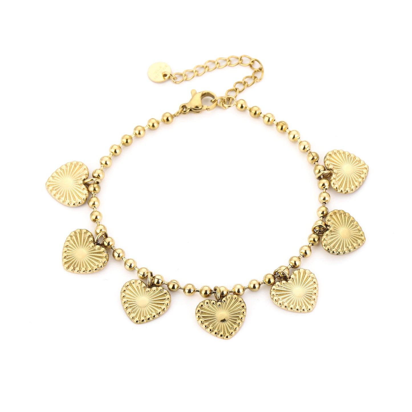 Bedelarmband hartjes goud