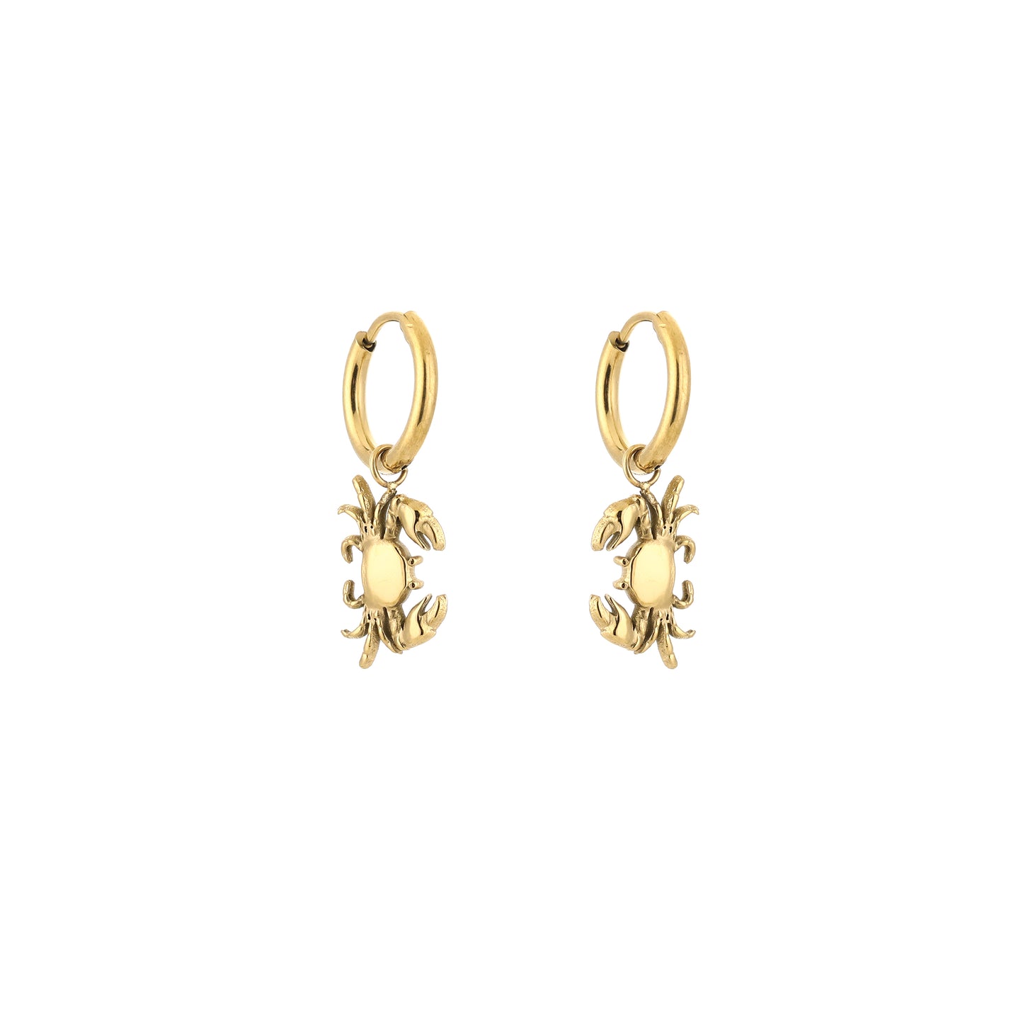 Mini krab oorbellen goud