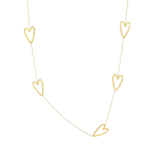 Lange hartjes ketting goud