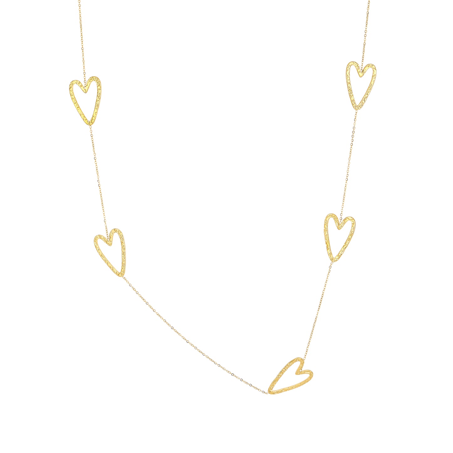 Lange hartjes ketting goud