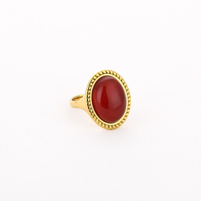 Chunky ring bordeaux goud