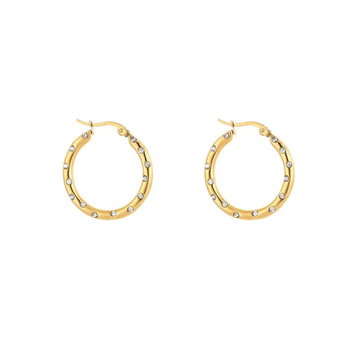 Hoops oorbellen strass klein goud
