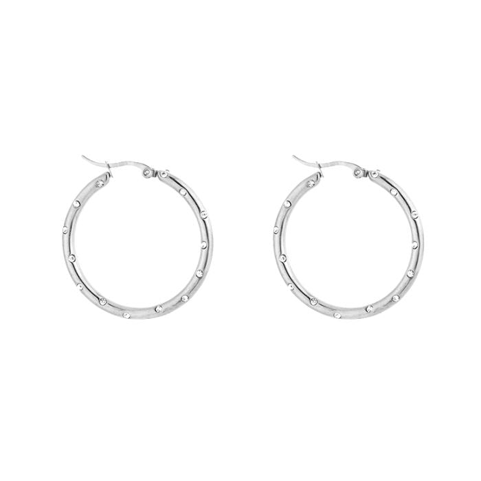 Hoops oorbellen strass zilver