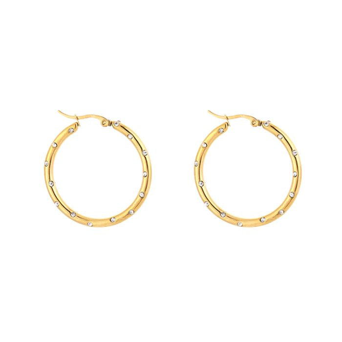 Hoops oorbellen strass goud