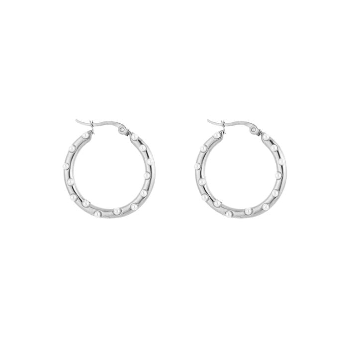 Hoops oorbellen parel klein zilver