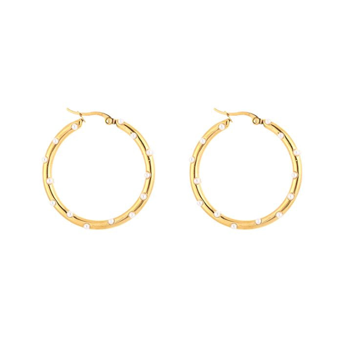 Hoops oorbellen parel goud