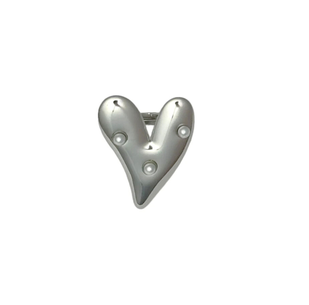 Parel hart ring zilver