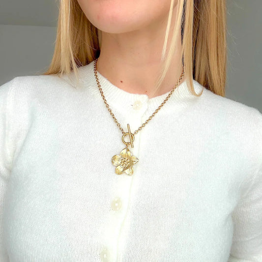 Tropical flower ketting goud
