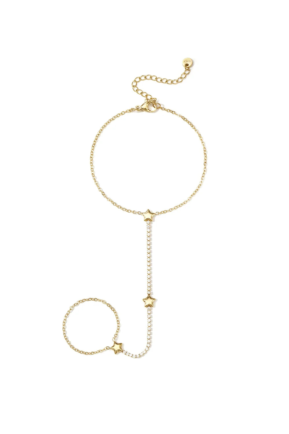 Handchain strass met sterretjes goud