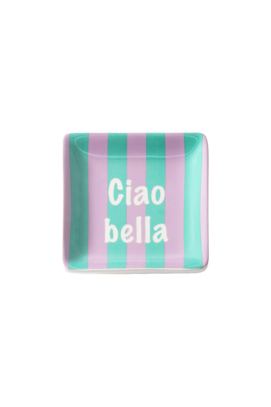 Vierkant schaaltje ciao bella roze/groen