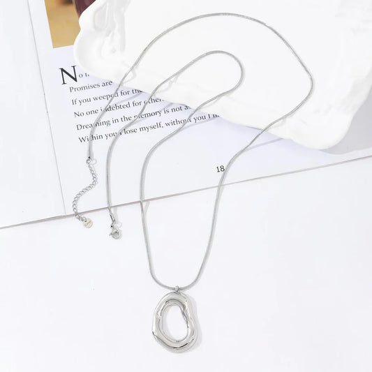 Lange ovaal ketting zilver