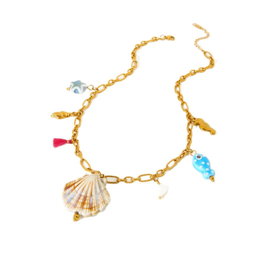 Bedelketting schelp goud