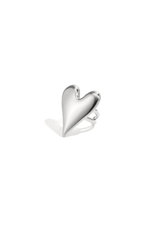 Statement hart ring zilver