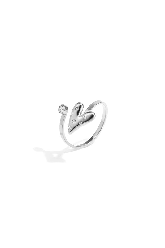 Parel hart ring klein zilver
