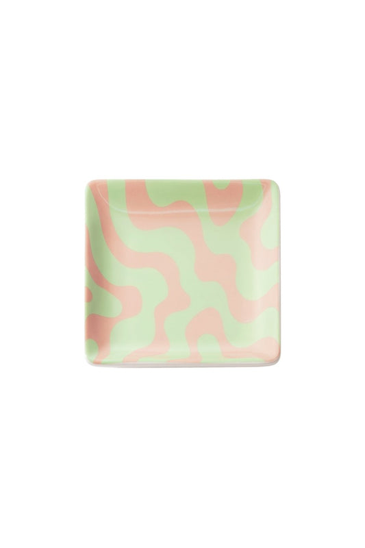 Vierkant schaaltje dizzy roze/groen