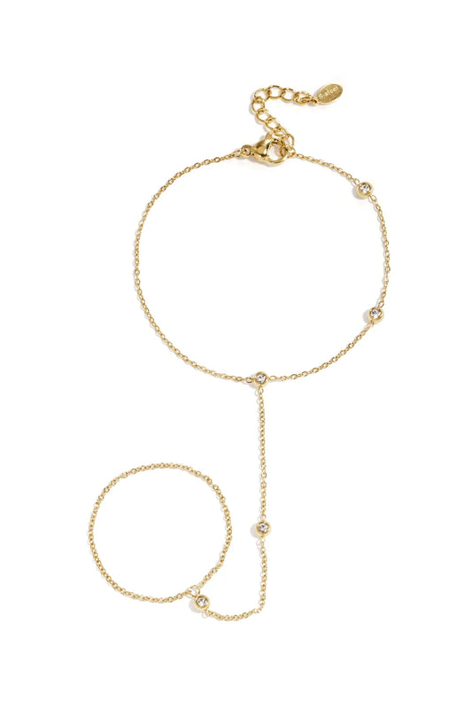 Handchain met steentjes goud