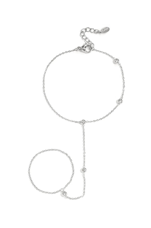 Handchain met steentjes zilver