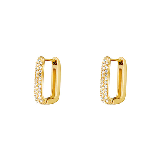 Spark rectangle earrings gold