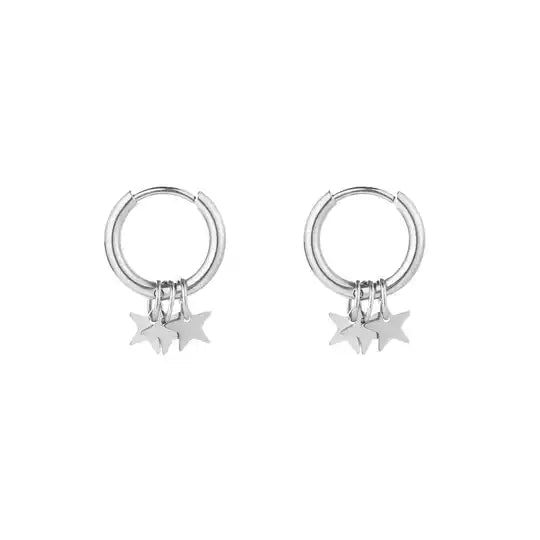 Triple stars oorbellen zilver