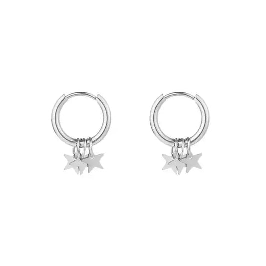 Triple stars oorbellen zilver