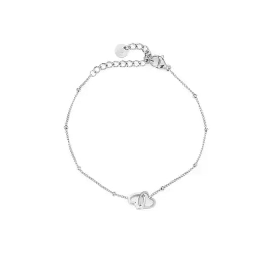 Two hearts bracelet silver