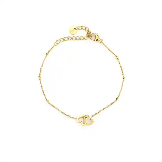 Two hearts bracelet gold