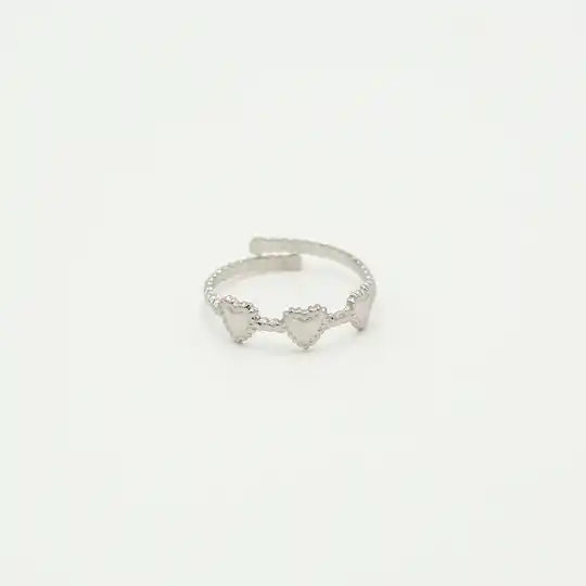 Triple hearts ring silver