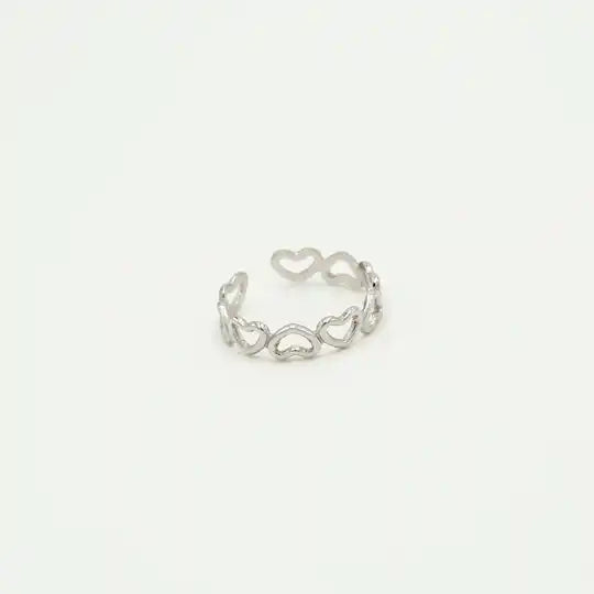 Open hearts ring silver