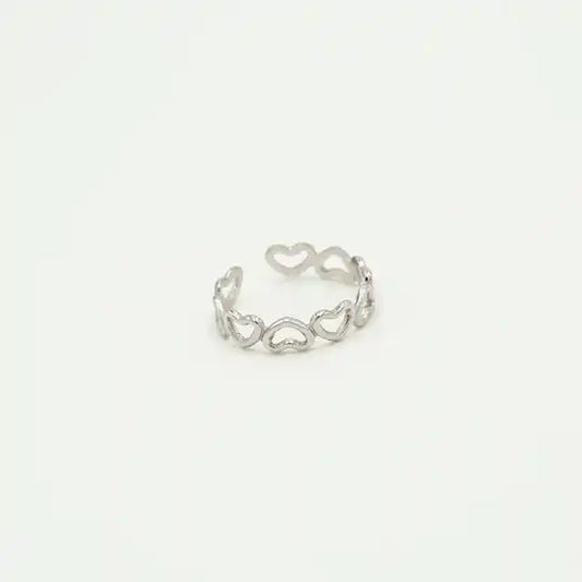 Open hearts ring silver