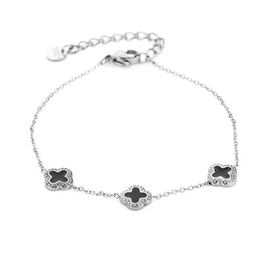 Clover bracelet silver/black