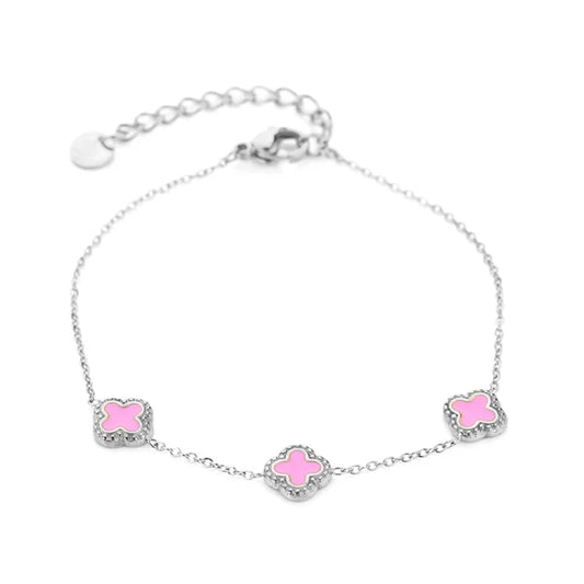 Clover bracelet silver/pink