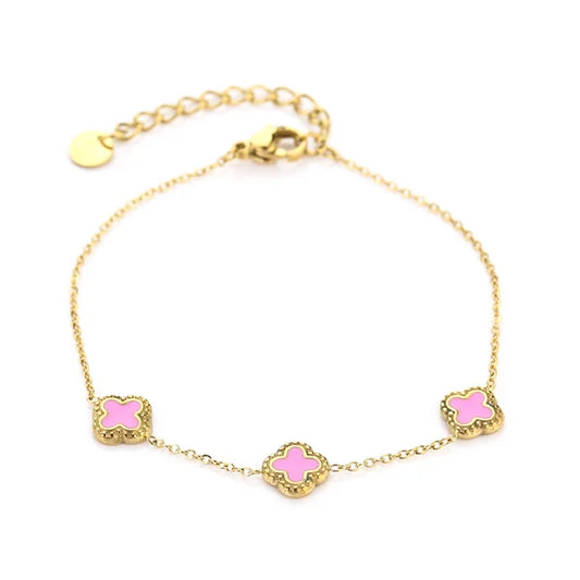 Clover bracelet gold/pink