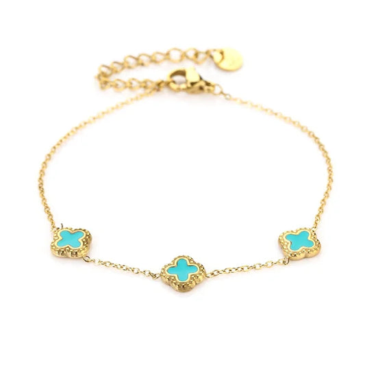Clover bracelet turquoise/gold