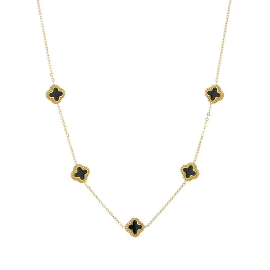Clover necklace black/gold