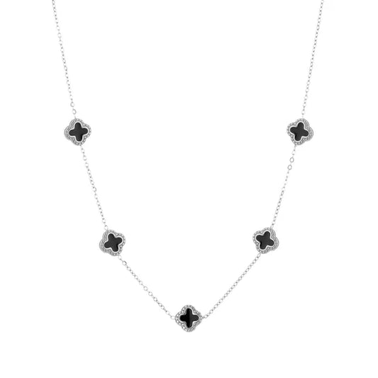Clover necklace black/silver