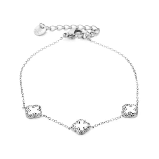 Clover bracelet white/silver
