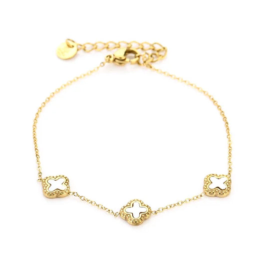Clover bracelet white/gold