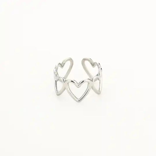 Big hearts ring silver