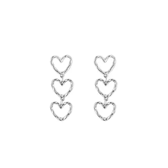 Triple hearts earrings silver