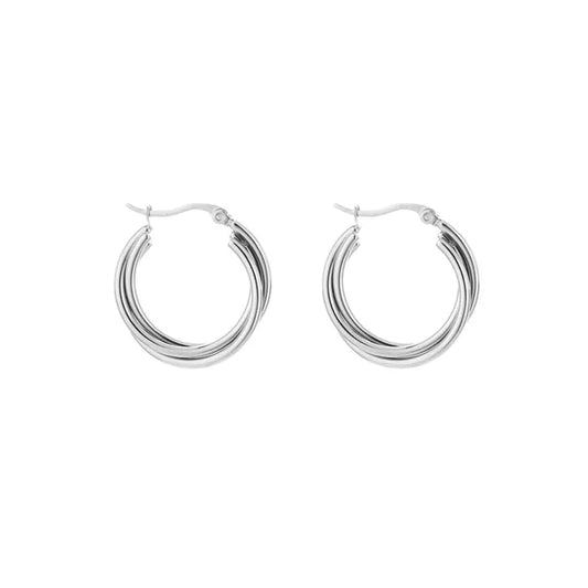 Deluxe twisted hoops zilver