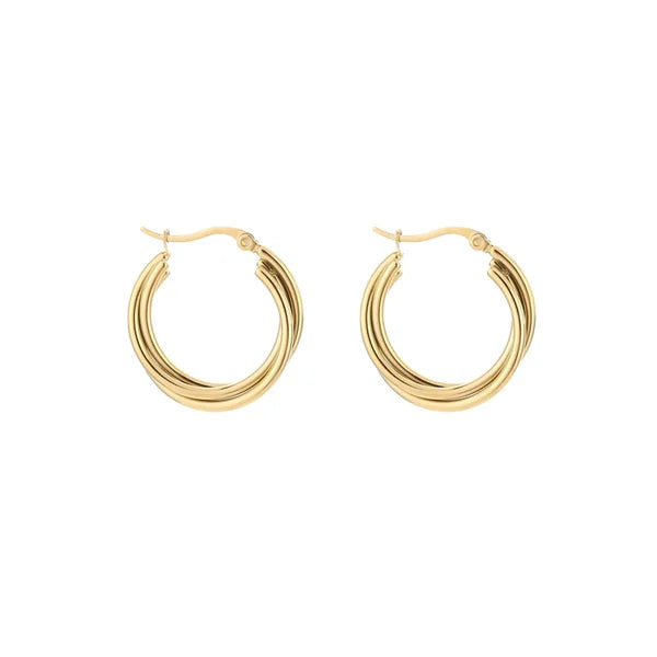 Deluxe twisted hoops goud