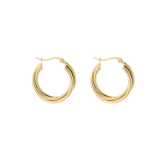 Deluxe twisted hoops goud