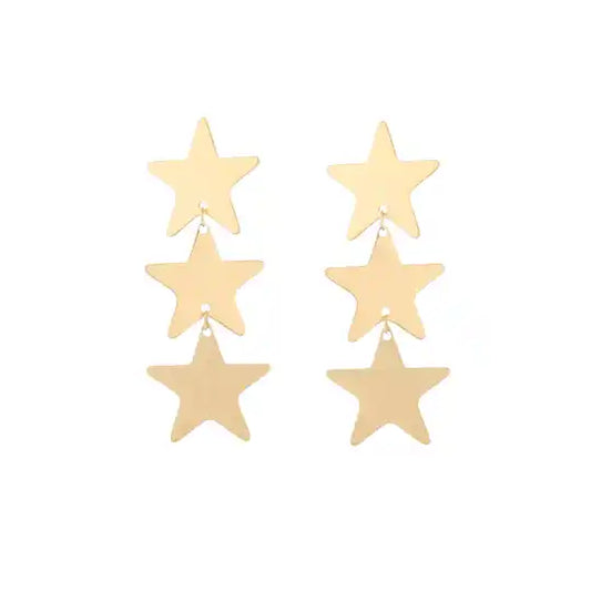 3 sterren oorbellen goud