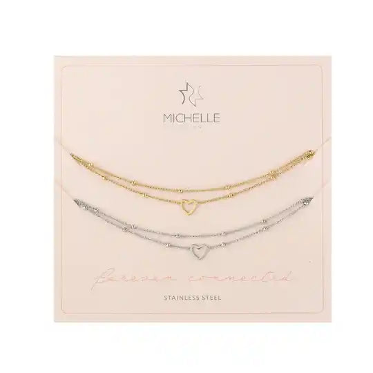 Open hart armbandjes set