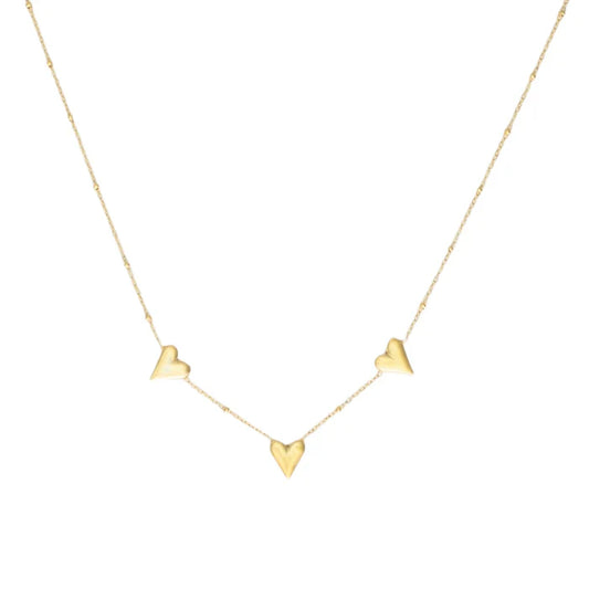 3 hartjes ketting goud